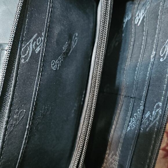 Fossil Vintage Black Zip Around Leather Wallet And Leather Checkbook Insert - Picture 9 of 11